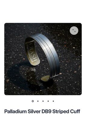 Palladium Silver Striped Open Cuff Bracelet
